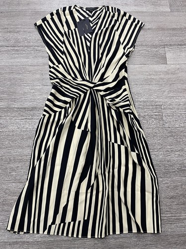 NWT Rag & Bone $525 Beatrice Printed Dress In Gold Stripe Size: 10 - Picture 2 of 3