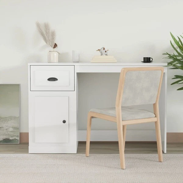 Elegant High Gloss White Study Desk with Integrated Storage eBay