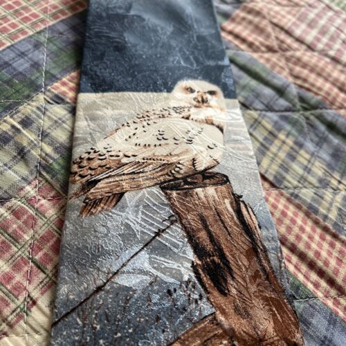 Endangered Species Men’s Necktie Snowy Owl Science Biology Teacher 58” X 4” - Picture 2 of 4