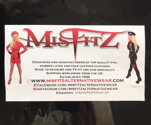 Misfitz blk PVC & baby blue satin lockable Sissy Maids Dress. SIZE 24 TV CD Goth - Picture 16 of 19
