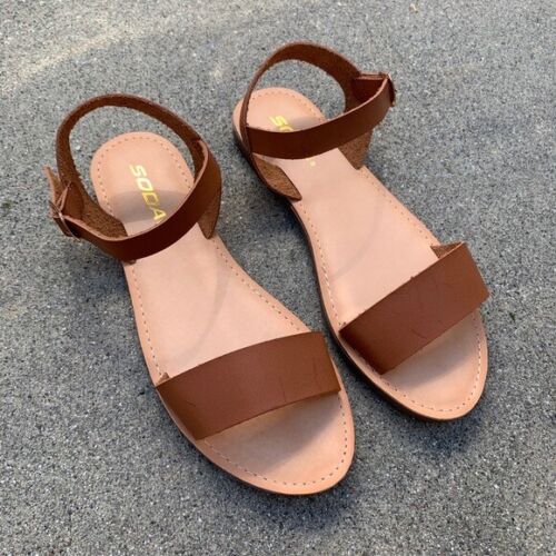 SODA Women's Cute Open Toes Ankle Strap Casual Summer Flat Sandals - Picture 11 of 15