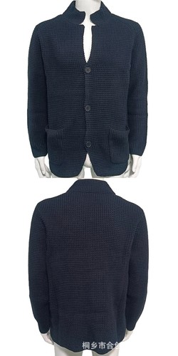 New Sweater Men's Stand Collar Knit Mid-length Cardigan Coat Regular Sweater - Picture 13 of 24