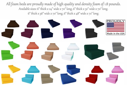 Pink 6 x 24 x 70 Sleeper Chair Folding Foam Bed, Studio Sofa Beds, Couches - Picture 5 of 8