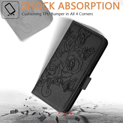 Pretty Embossed Leather Phone Case for Samsung S25 S24 S23 S22 Wallet Flip Cover - Picture 64 of 96