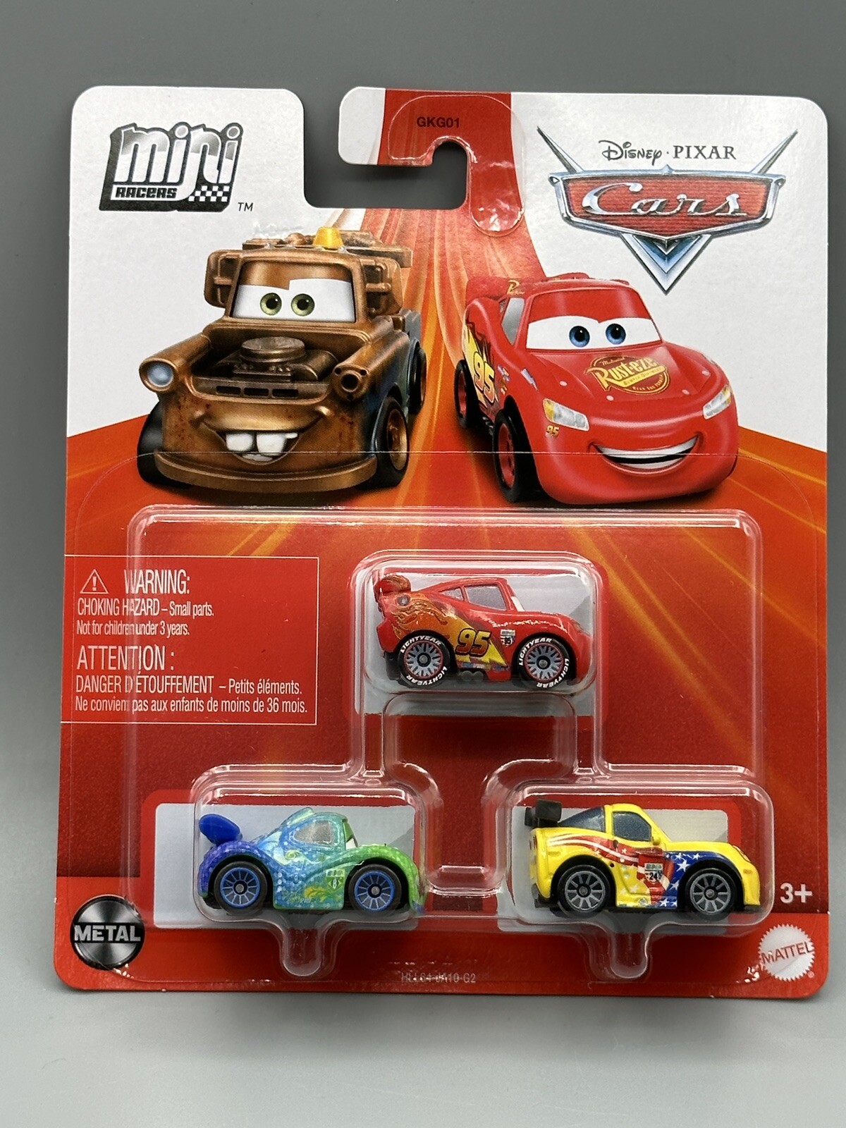 Disney Pixar Cars Mini Racers 3 Pack, Jeff Corvette, McQueen, Carla