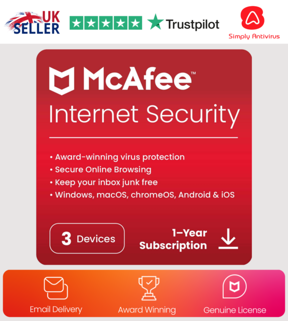 McAfee Internet Security Antivirus 2023 3 Devices 1 Year 5 Minute EMAIL Delivery McAfee Internet Security Antivirus 2023 3 Devices 1 Year 5 Minute EMAIL Delivery