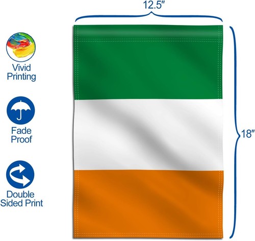 Anley Ireland IE Decorative Garden Flags Irish Flag Double Sided 18 x 12.5 Inch - Picture 4 of 6