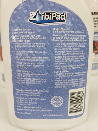 ZorbiPad Potty Training Attractant Spray For Dogs 16fl Oz Bottles- Pack Of 5 - Picture 3 of 3