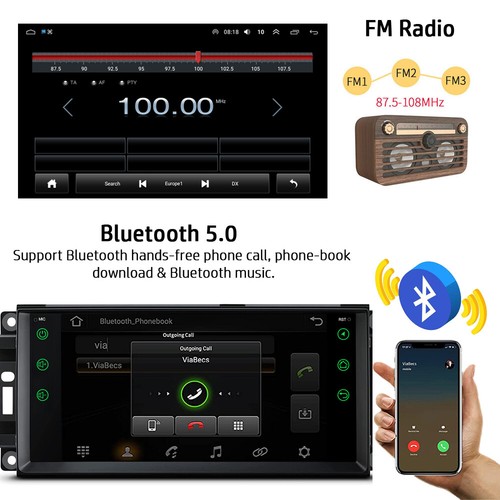 Car Stereo Navigation Radio Head unit for Jeep Dodge RAM Chrysler Carplay Auto - Picture 8 of 12