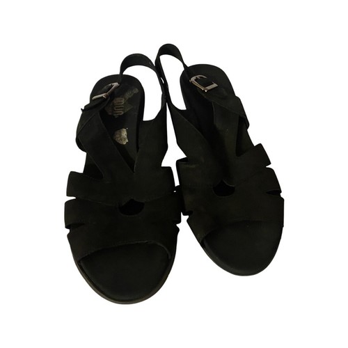 MUNRO Black Suede Strappy Slingback Peep Toe Sandal Wedge Shoe Women's 8.5M - Picture 3 of 12