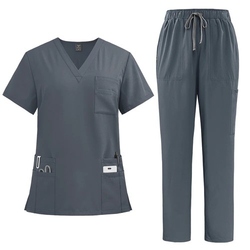 Medical Scrub Suits Uniform Scrubs Set Beauty Work Clothes Dental Surgery Suit - Picture 19 of 23