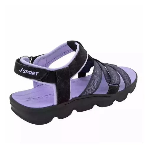 Jsport Kaia Women's Black Strap Sandal, Black/Purple, Sz-8