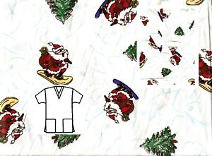 NEW-Scrubs-Christmas-Print-Scrub-Top-XL-Wild-Santa
