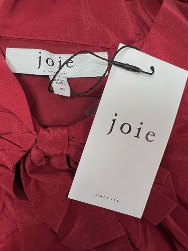 $449 Joie Womens Red Silk V-Neck Ruffled Self Tie A-Line Midi Dress Plus Size 2X - Bild 3 von 3