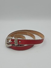 Womens Red Leather Country Style Leather Belt Size S/M 34in