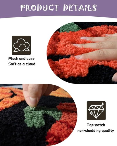 Fall Halloween Bathroom Rugs Runner Pumpkins Long Bath Mat Autumn Harvest - Picture 5 of 6