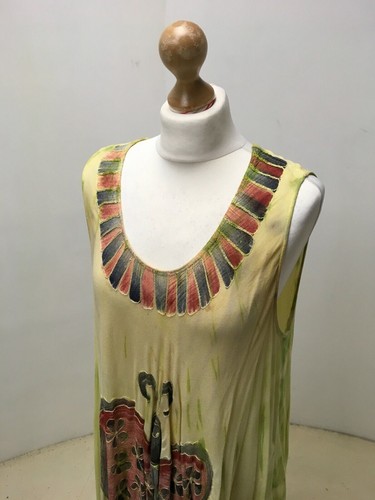 R.G. Womens Indian Dress Size XL 16-18 Lemon Tie Die Butterfly EU46 Vintage - Picture 9 of 11