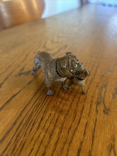 Antique Painted Vintage Metal BULLDOG With Puppy Dog Figure GERMANY Rare - Picture 2 of 5