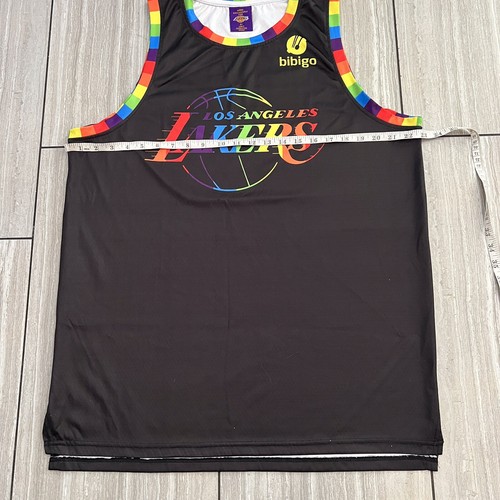 Los Angeles LAKERS Pride Jersey Size XL Black #1 Black Rainbow Trim - Picture 4 of 6