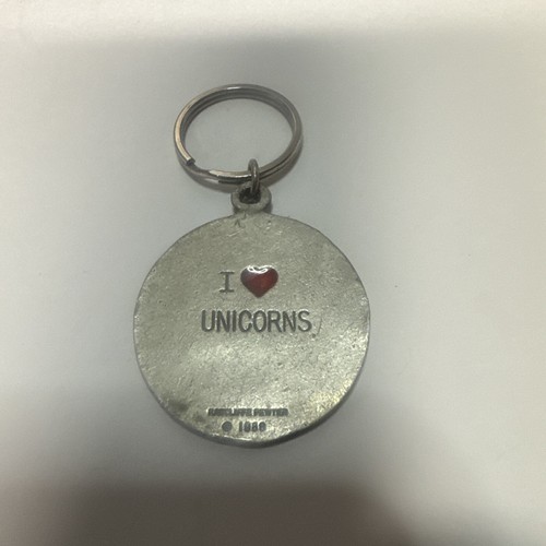 Vintage 1986 Rawcliffe Pewter I Love Unicorn keychain Preowned - Picture 11 of 19