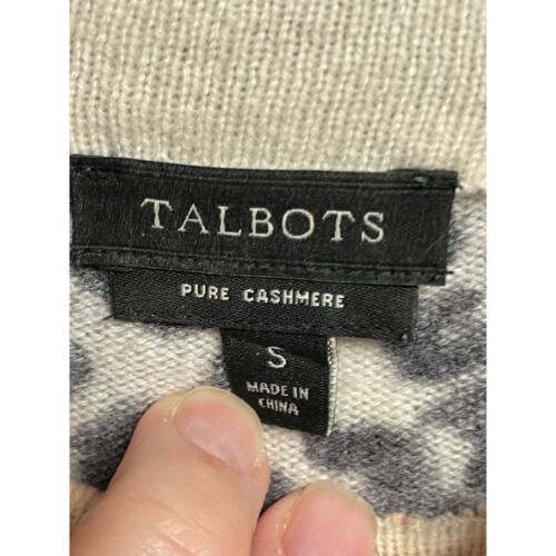 Talbots 100% pure cashmere animal print gray black sweater Women’s Size S - Picture 2 of 5