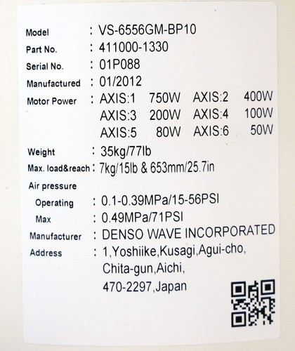 Denso VS-6556GM-BP10 Industrial Robot + RC7M-VMG6BA-BP Robot Controller -used- - Picture 2 of 9