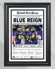 2024 Michigan Wolverines National Championship: 'Blue Reign' - Framed Newspaper