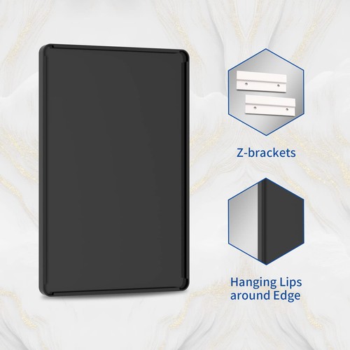 WEER Black Bathroom Mirror for Wall, 48X24 Inch Matte Black Mirror, Rectangular - Picture 7 of 7
