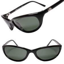 Sleek True Vintage Womens Low Profile Slender Frame Cat Eye Black Sunglasses