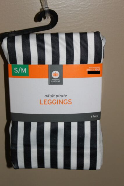 BLACK /& WHITE STRIPED LEGGINGS Small Medium Adult Women Pirate Costume S//M NEW