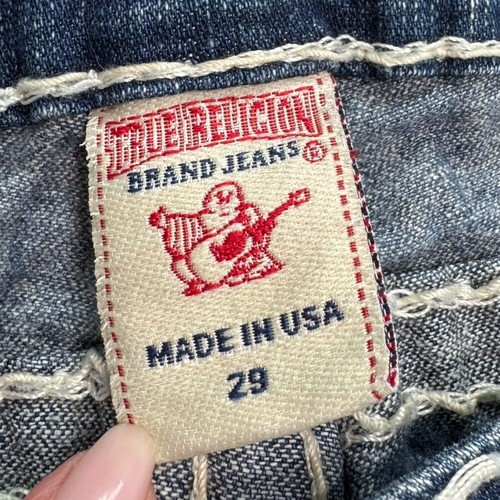 True Religion Billy Super T Thick Stitch Flap Pocket Blue Denim Jeans Size 29 - Picture 7 of 15