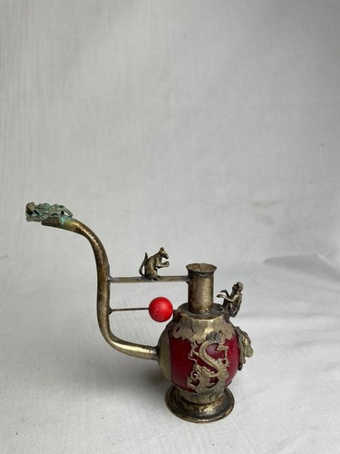 ANTIQUE CHINESE SMOKING SILVER PIPE - Picture 1 of 9