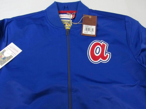 Atlanta Braves Men Mitchell & Ness Light Weight Satin Bomber Jacket Coat $150 - Picture 6 of 10