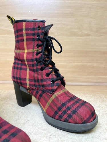DR MARTENS DARCIE TARTAN CANVAS TEXTILE BOOTS SIZE UK 6 GOOD CONDITION - Picture 6 of 19