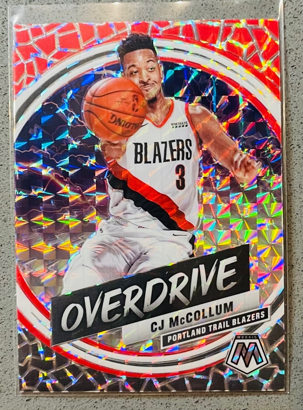2019-20 Panini Mosaic Basketball #8 CJ McCollum Silver Prizm Overdrive Insert