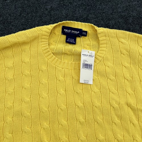 Polo Golf Hilton Sweater men XXL Yellow Ribbed Cashmere Blend Unused - Picture 2 of 10