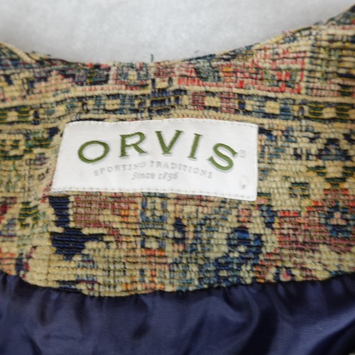 Vintage Orvis Vest Women Large Bown Tapestry Lined Made In USA Pockets Button Up - Picture 3 of 10