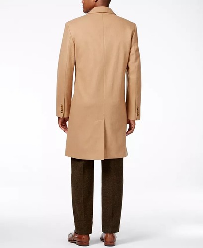 London Fog Mens Signature Wool-Blend 3-Button Overcoat Coat Camel 40L New w Tags - Picture 2 of 7