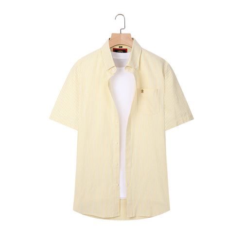 Mens Short Sleeve Oxford Shirt Plain or Striped,Button Down Collar,Classic Fit - Picture 63 of 144