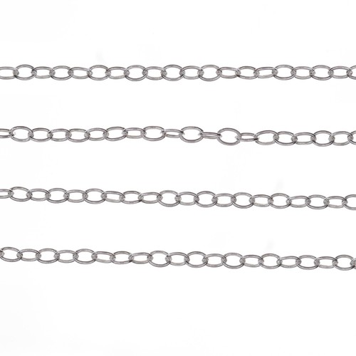 Pulsera de plata de ley para damas cadena de anclaje redonda fina - 1 mm - 7,5 pulgadas - Imagen 4 de 13