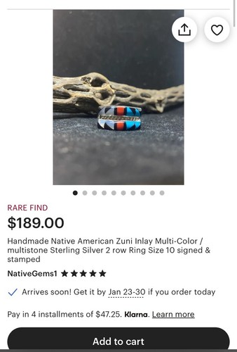 Handmade Native American Zuni Inlay Multi-Color Multistone Sterling Silver Ring - Picture 8 of 8