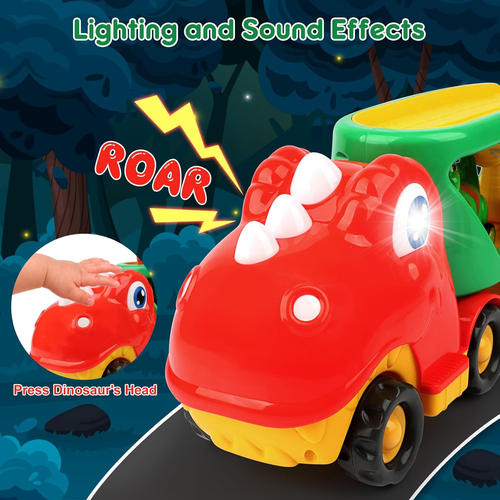 Juguetes para niños pequeños Coche Dinosaurio Camión para niños: Juguetes para 2 3 4 5 años Niño Niña | C - Imagen 2 de 12