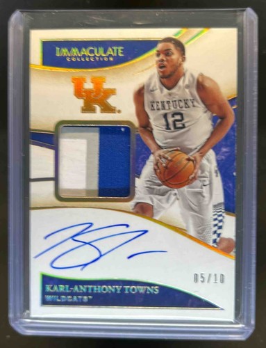 2020-21 Immaculate Collegiate Karl-Anthony Towns Signature Patch Gold Auto #/10 - Picture 1 of 2