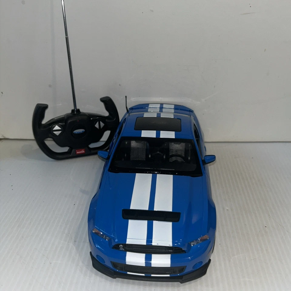 Rastar 1/14 Ford Shelby Mustang GT500 Blue White Rastar 1/14 Scale Boxed Tested - Image 3 of 4