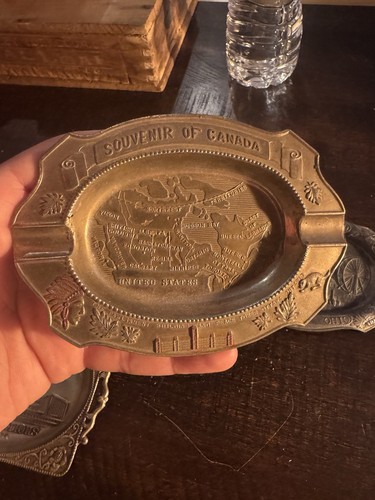 Antique/Vintage Metal Ashtrays 1940’s 1 Made In Occupied Japan, 2 Japan, 1 Swiss - Picture 8 of 10