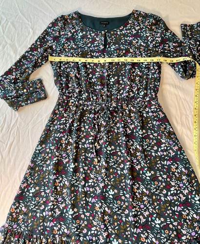 Talbots Midi Long Sleeve Dress Size 6 Green Floral Fairy Career Cottage Core - 第 6/9 張圖片