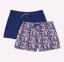 JANE & BLEECKER WOMENS 2 PACK STRETCH MODAL SLEEP SHORTS (Floral/Blue, ) Small 