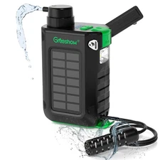 Greeshow Electric Portable Water Filter Camping - Solar Powered, Hand Crank, USB