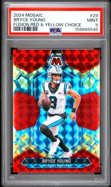2024 PANINI MOSAIC #29 BRYCE YOUNG FUSION RED & YELLOW CHOICE 17/80 PSA 9