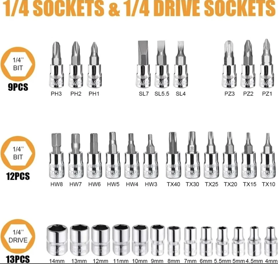 PREMIUM 46pcs set Drive Socket Set Ratchet Wrench Car Tool Kit, Hand Tools Case - Image 2 of 4